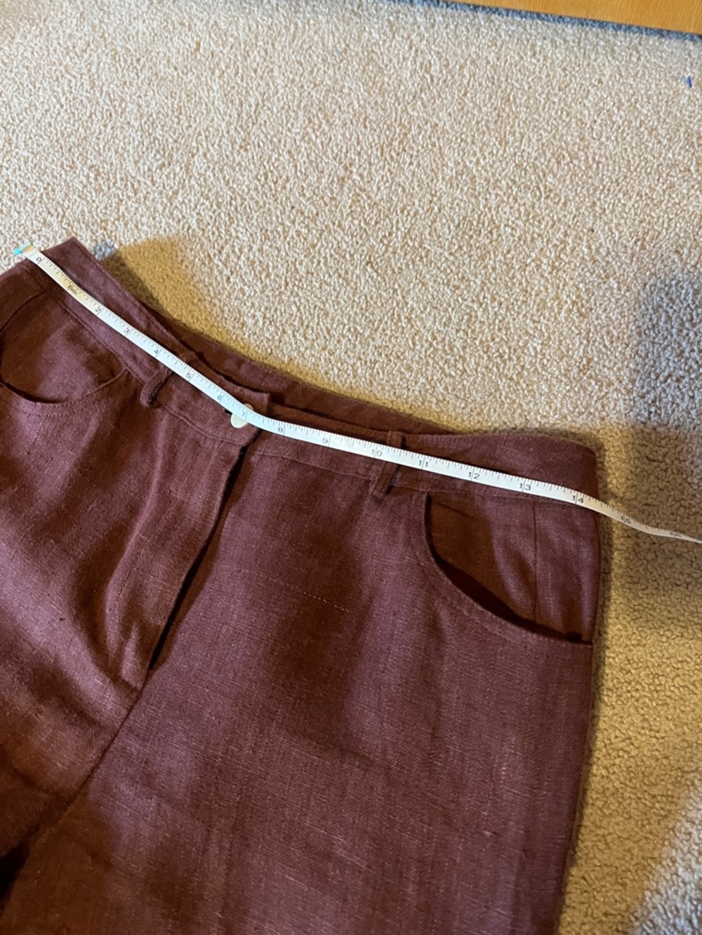 VTG Harve Bernard Sz. Sm. Linen Capri. Good cond. burgundy. - Picture 4 of 9
